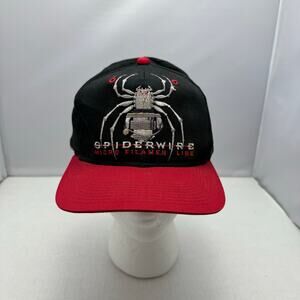 Vintage Spiderwire Micro Filament Line Fishing Hat Snapback Black Red